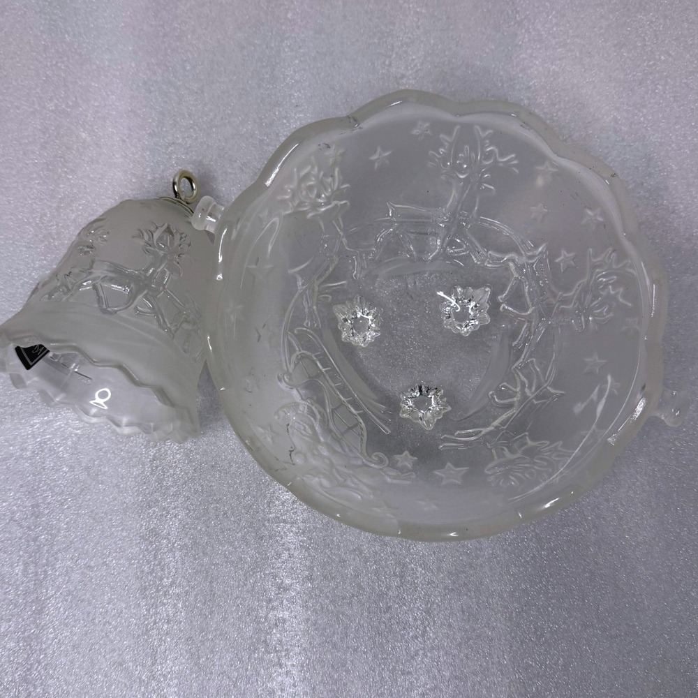 Mikasa Silent Night Frosted Crystal Bell and Bowl Set Reindeer Santa S2702D